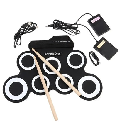 Folding Silicone USB Electronic Drum Kits With Drumsticks