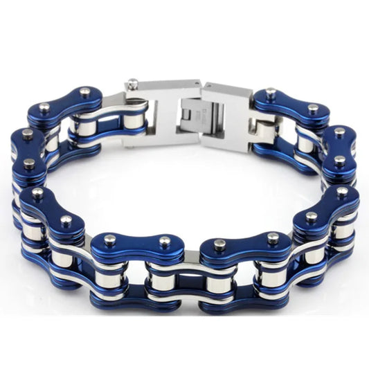 Steel Blue Stainless Steel Bicycle Chain Bracelet