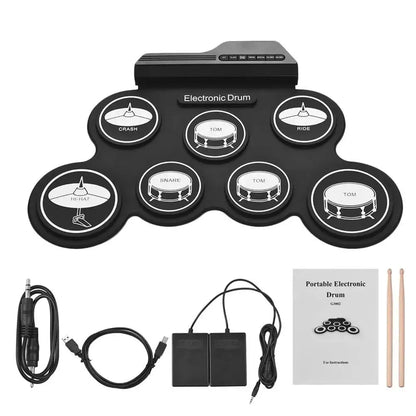 Folding Silicone USB Electronic Drum Kits With Drumsticks
