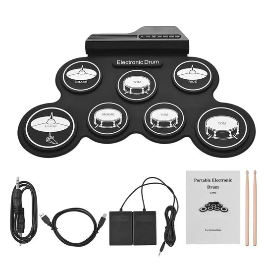 Folding Silicone USB Electronic Drum Kits With Drumsticks