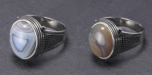 Sterling Silver Agate Ottoman Rings