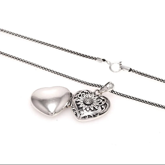 Heart Shaped Sunflower Locket Necklace & Pendant