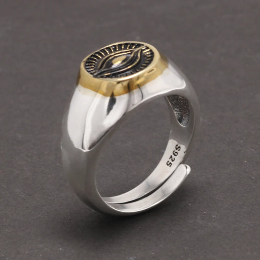 Gold Plated 925 Eye Resizable Ring