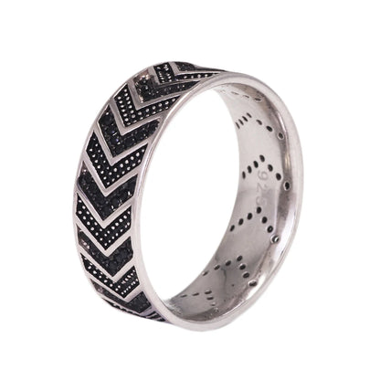 Size 10 - 925 Sterling Silver Chevron CZ Ring