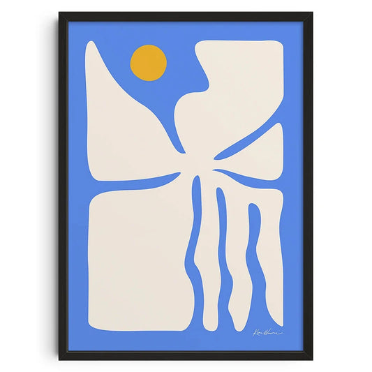 Blue Flower - Vintage Retro Abstract Print Poster