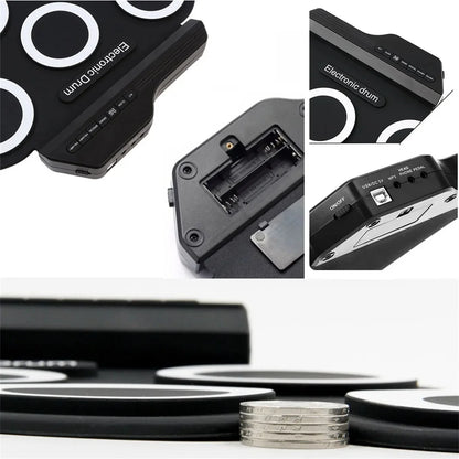 Folding Silicone USB Electronic Drum Kits With Drumsticks