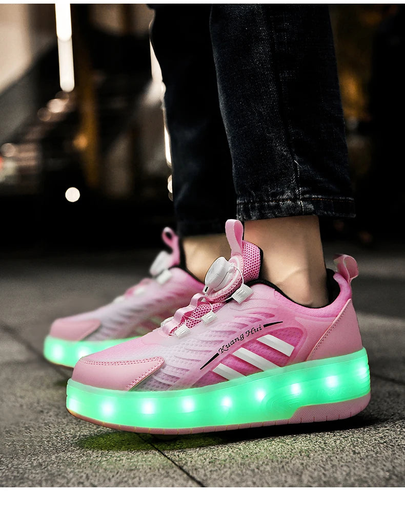 Retractable 2 Wheel LED Roller Shoes