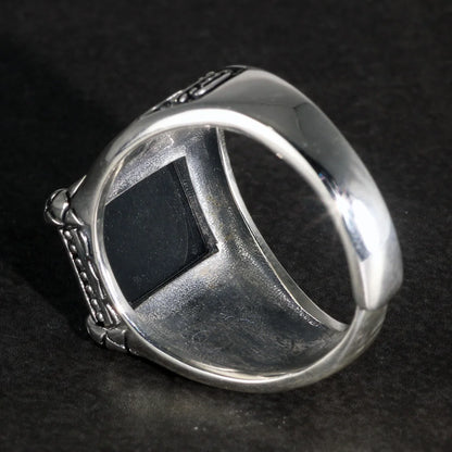 Claw Set Natural Onyx Resizable Ring