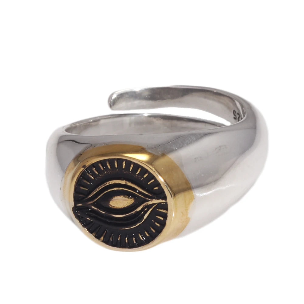 Gold Plated 925 Eye Resizable Ring