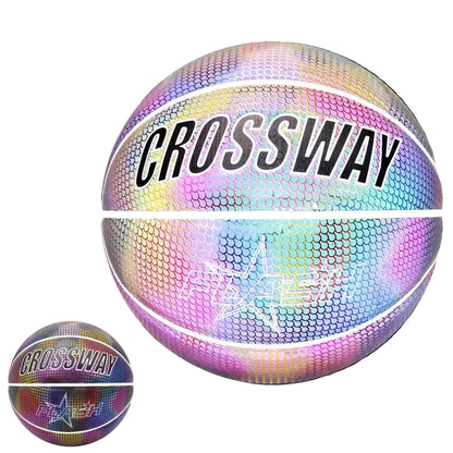 multicoloured - lunar reflective basketball with a dulled multicoloured pre-reflective basketball
