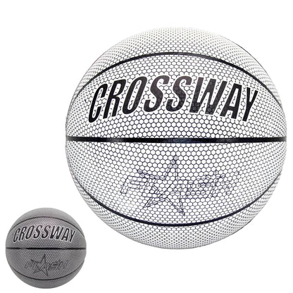 white reflective basketball - black pre-reflective ball